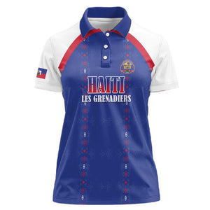 Custom Afro-Haitians Football Pride Women Polo Shirt Les Grenadiers Veve Vodou Blue Version LT18