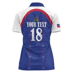 Custom Afro-Haitians Football Pride Women Polo Shirt Les Grenadiers Veve Vodou Blue Version LT18