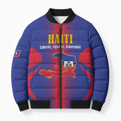 Afro-Haitians Pride Personalized Bomber Puffer Jacket Neg Marron Haitian Heritage