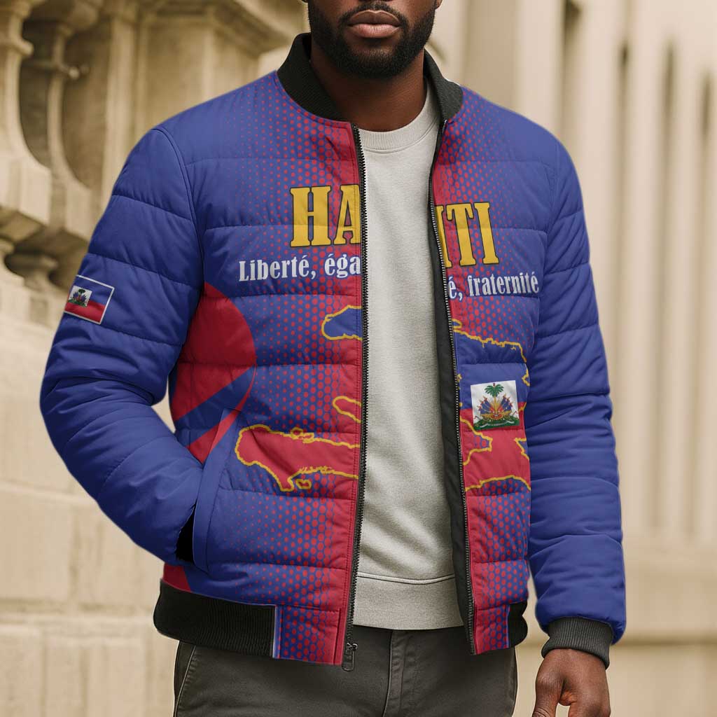 Afro-Haitians Pride Personalized Bomber Puffer Jacket Neg Marron Haitian Heritage
