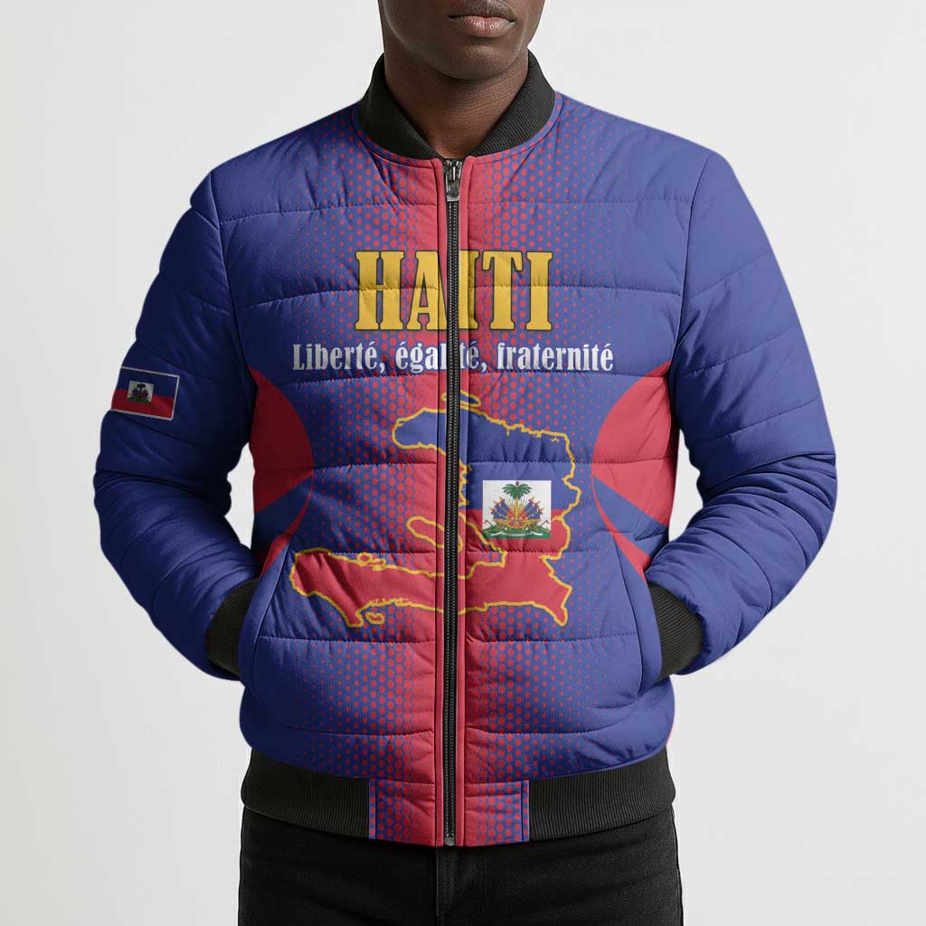 Afro-Haitians Pride Personalized Bomber Puffer Jacket Neg Marron Haitian Heritage