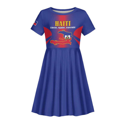 Afro-Haitians Pride Personalized Kid Short Sleeve Dress Neg Marron Haitian Heritage LT18