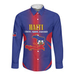 Afro-Haitians Pride Personalized Long Sleeve Button Shirt Neg Marron Haitian Heritage - African Pride