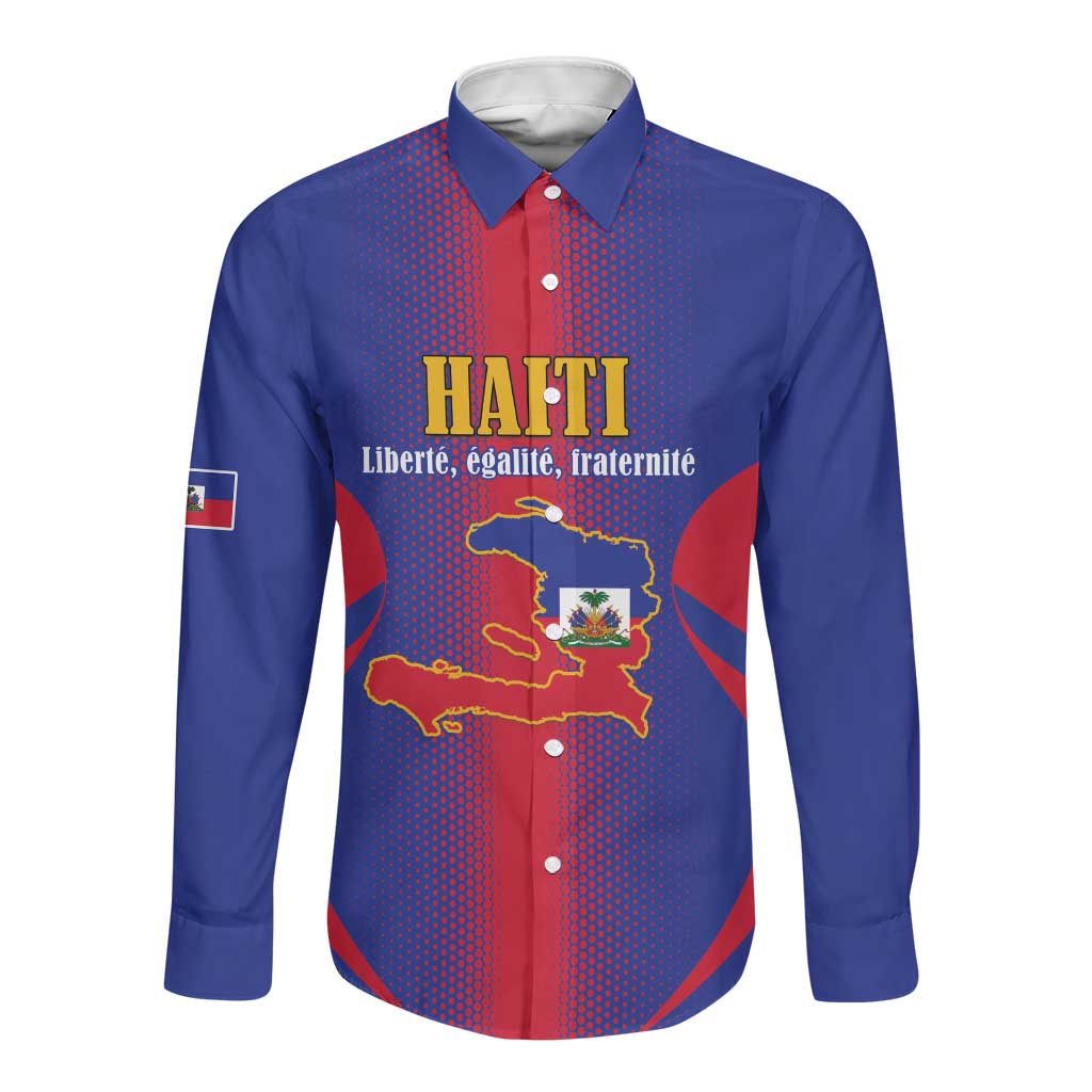 Afro-Haitians Pride Personalized Long Sleeve Button Shirt Neg Marron Haitian Heritage - African Pride