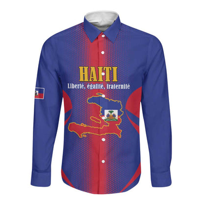 Afro-Haitians Pride Personalized Long Sleeve Button Shirt Neg Marron Haitian Heritage - African Pride