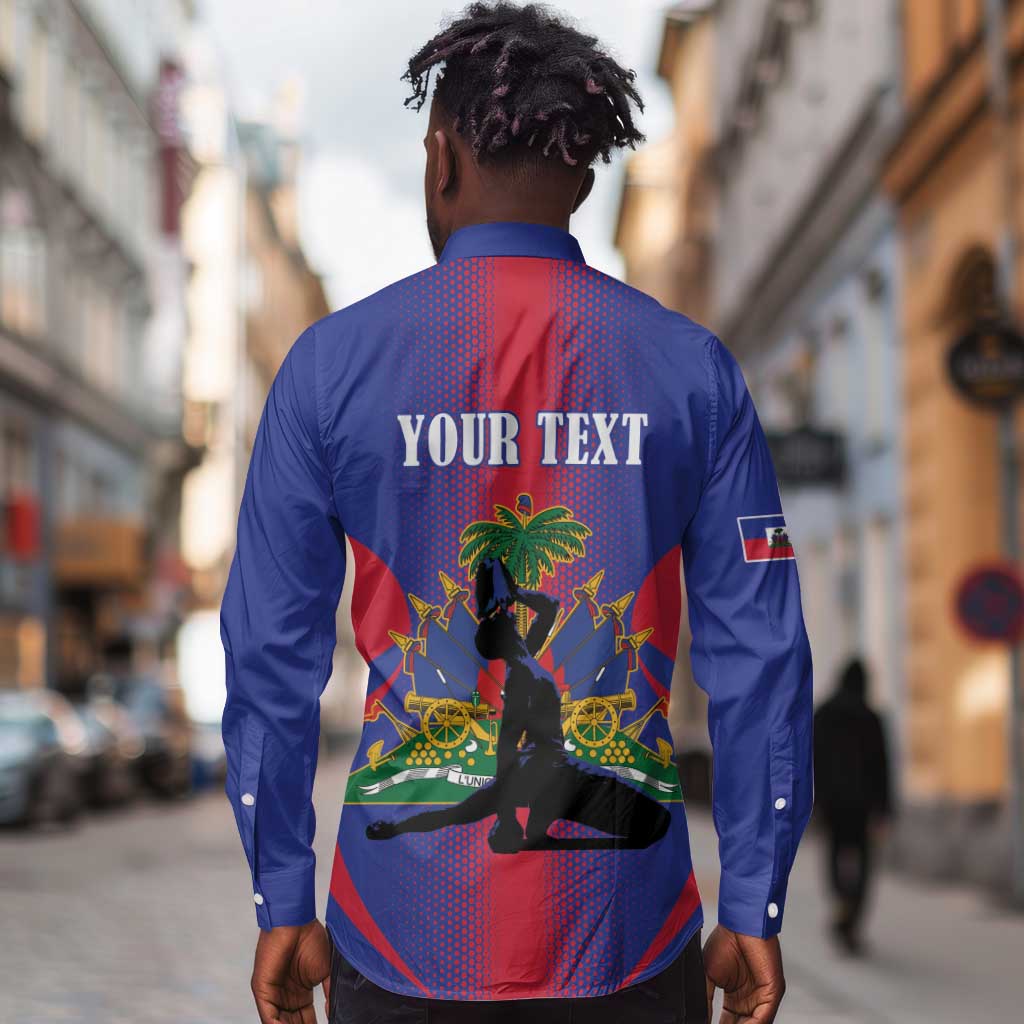 Afro-Haitians Pride Personalized Long Sleeve Button Shirt Neg Marron Haitian Heritage - African Pride