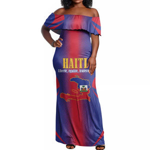 Afro-Haitians Pride Personalized Off Shoulder Maxi Dress Neg Marron Haitian Heritage - African Pride