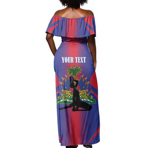 Afro-Haitians Pride Personalized Off Shoulder Maxi Dress Neg Marron Haitian Heritage - African Pride