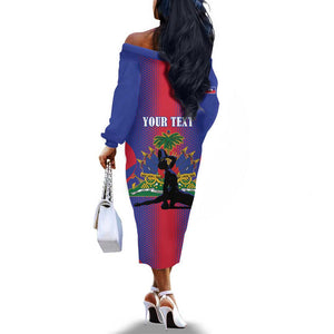 Afro-Haitians Pride Personalized Off The Shoulder Long Sleeve Dress Neg Marron Haitian Heritage - African Pride
