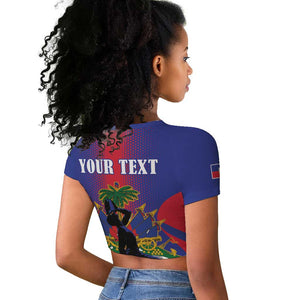Afro-Haitians Pride Personalized Raglan Cropped T shirt Neg Marron Haitian Heritage LT18