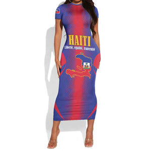 Afro-Haitians Pride Personalized Short Sleeve Bodycon Dress Neg Marron Haitian Heritage LT18