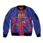 Afro-Haitians Pride Personalized Sleeve Zip Bomber Jacket Neg Marron Haitian Heritage - African Pride