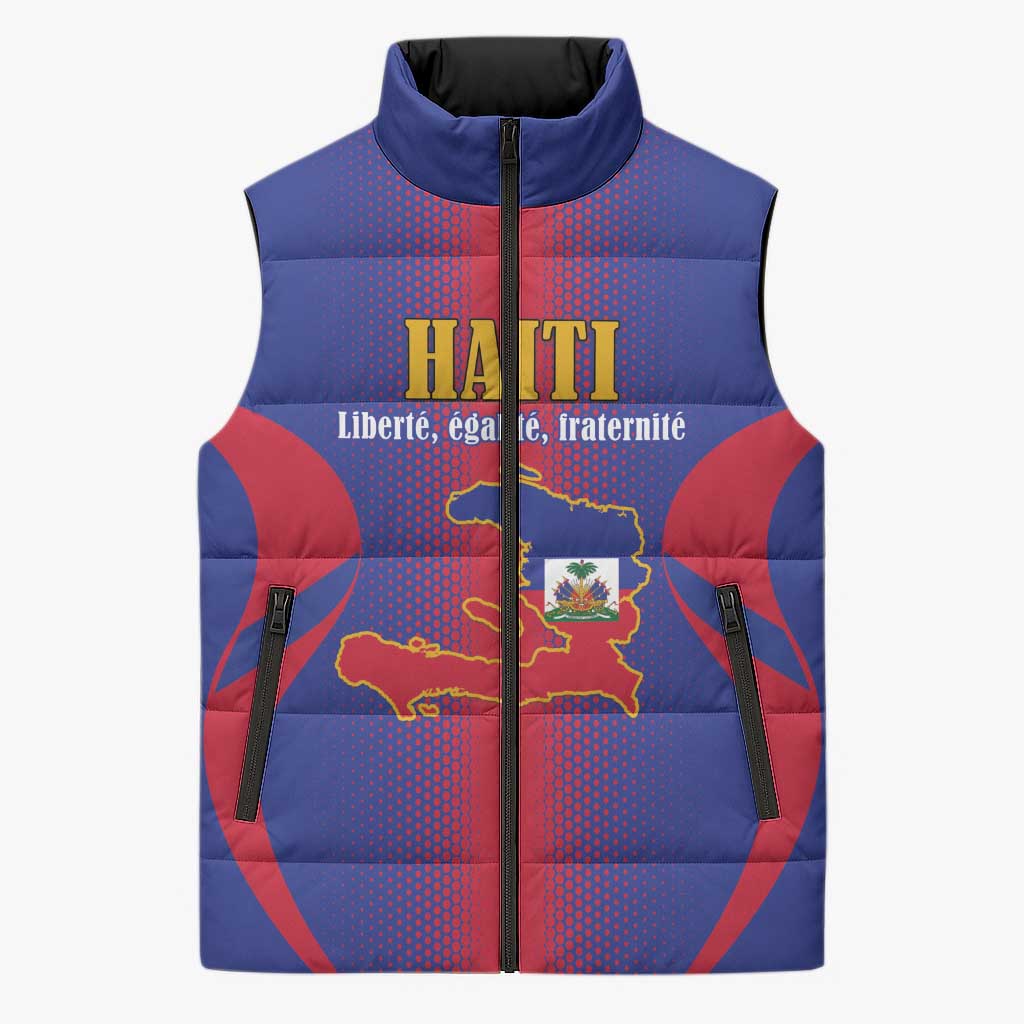 Afro-Haitians Pride Personalized Sleeveless Puffer Jacket Neg Marron Haitian Heritage