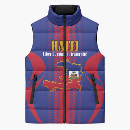 Afro-Haitians Pride Personalized Sleeveless Puffer Jacket Neg Marron Haitian Heritage