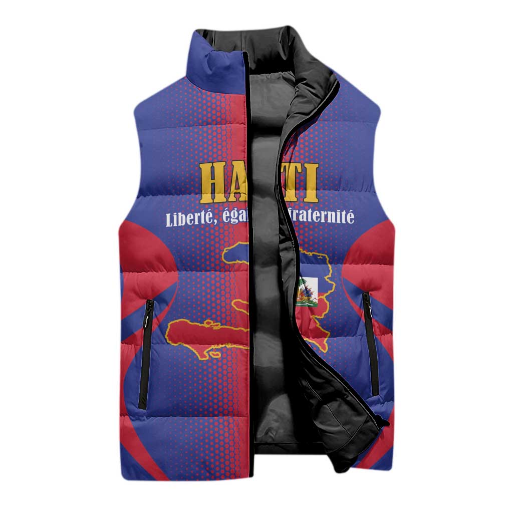 Afro-Haitians Pride Personalized Sleeveless Puffer Jacket Neg Marron Haitian Heritage