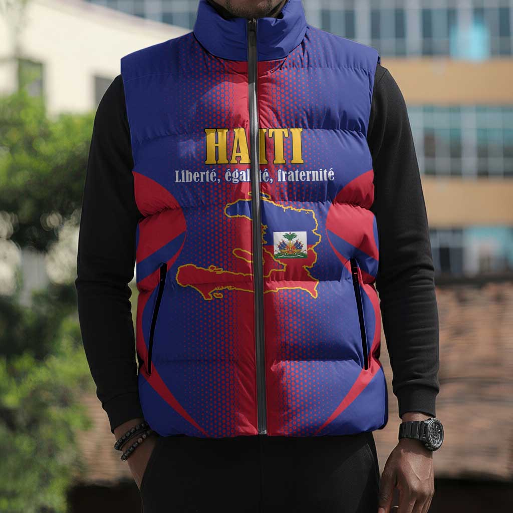 Afro-Haitians Pride Personalized Sleeveless Puffer Jacket Neg Marron Haitian Heritage