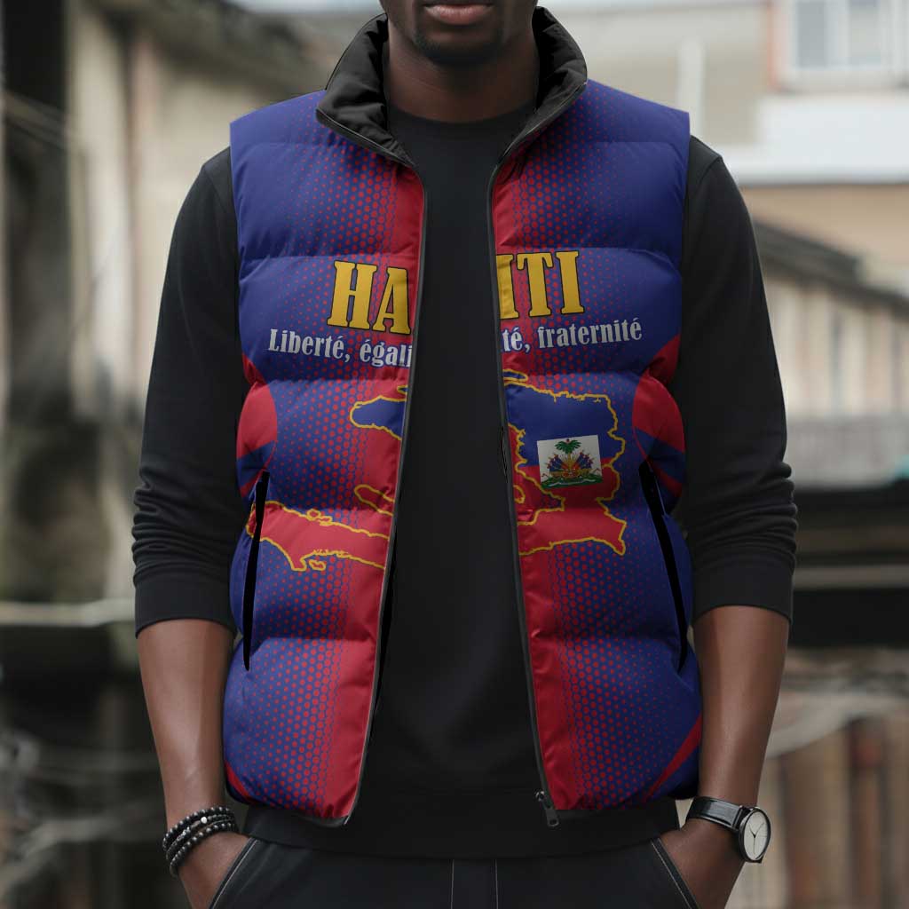Afro-Haitians Pride Personalized Sleeveless Puffer Jacket Neg Marron Haitian Heritage