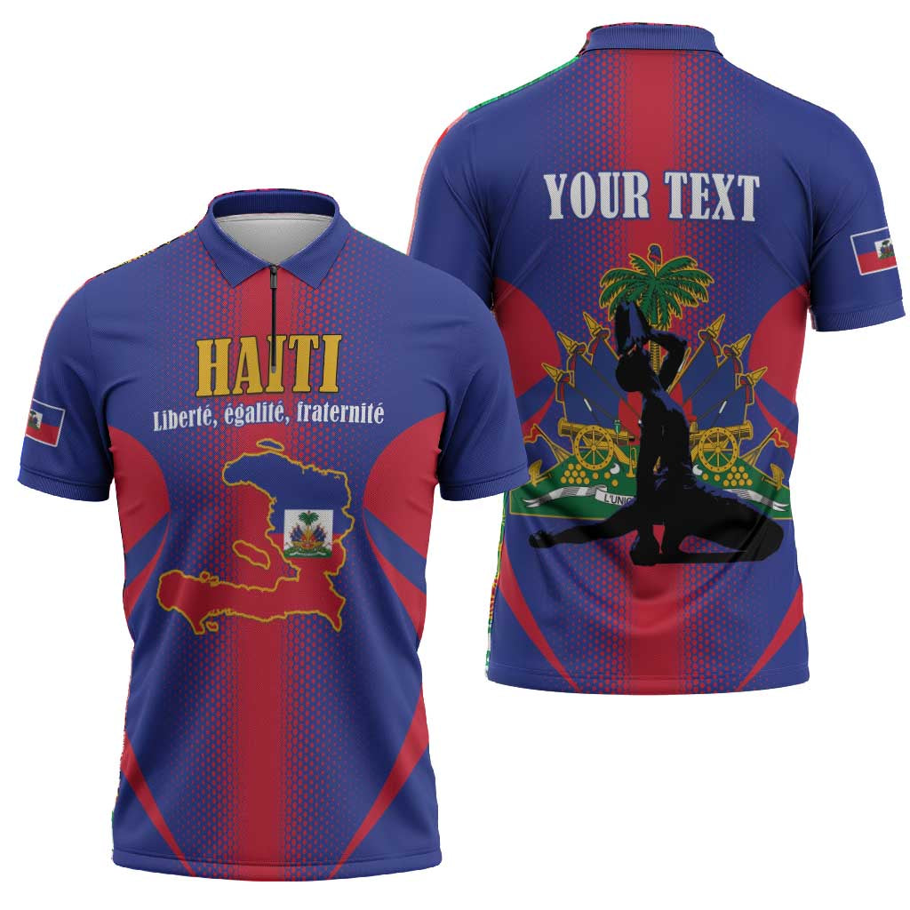Afro-Haitians Pride Personalized Zipper Polo Shirt Neg Marron Haitian Heritage