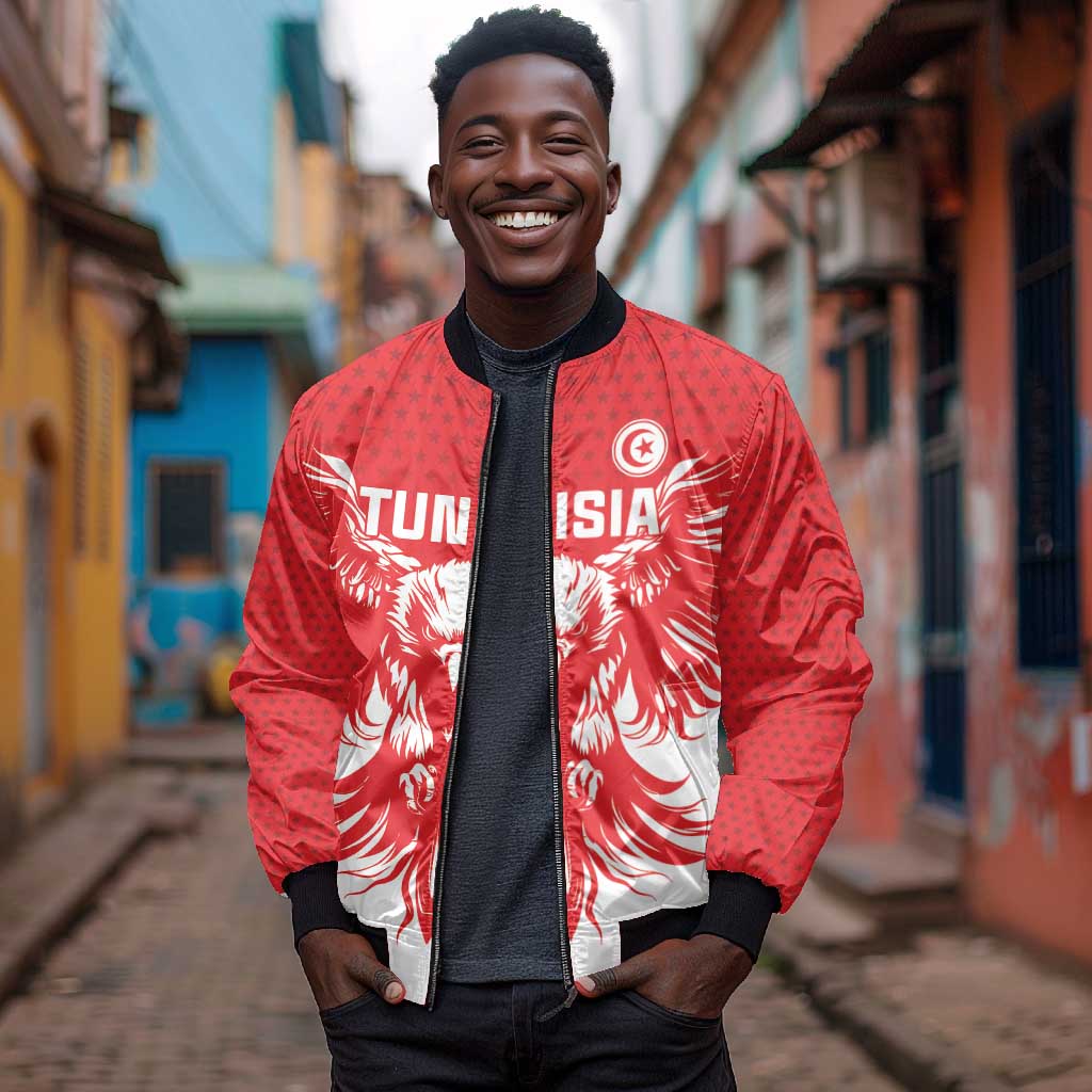 Custom Tunisia Football Bomber Jacket Eagles of Carthage Spirit - African Pride