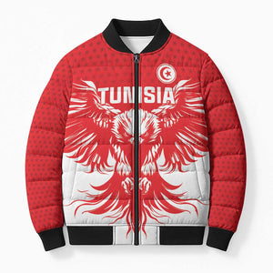 Custom Tunisia Football Bomber Puffer Jacket Eagles of Carthage Spirit - African Pride