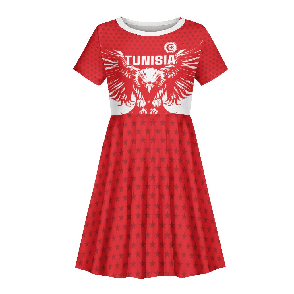 Custom Tunisia Football Kid Short Sleeve Dress Eagles of Carthage Spirit - African Pride