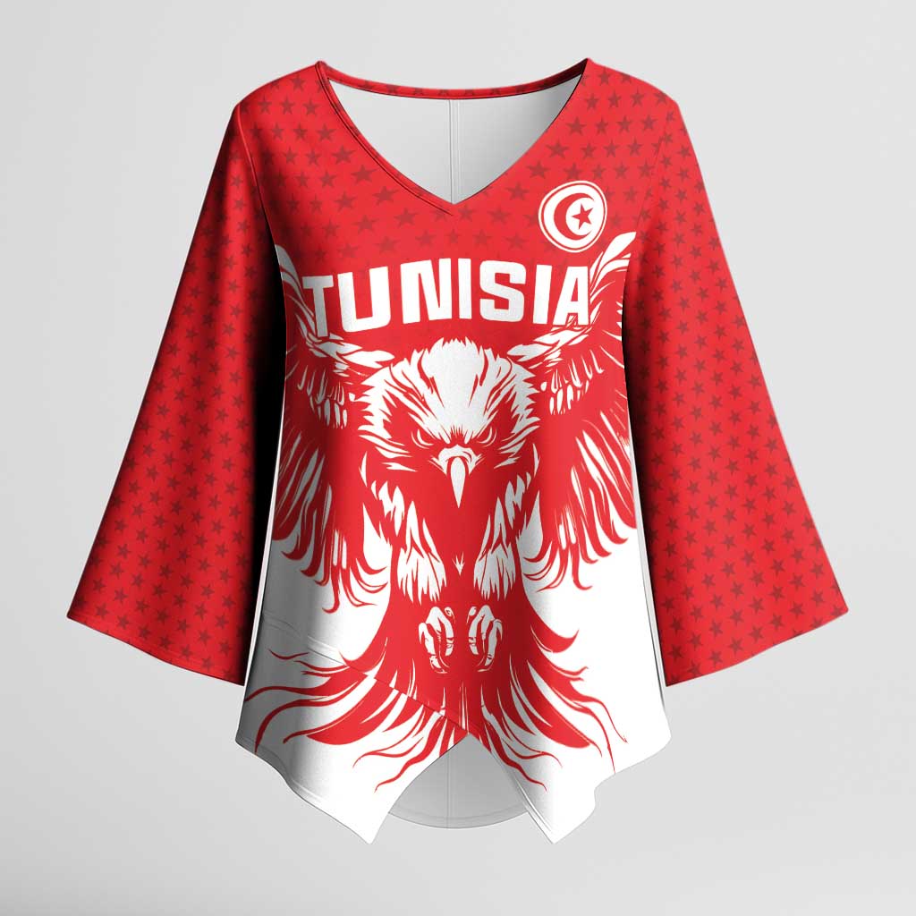 Custom Tunisia Football Kimono Sleeve Blouse Eagles of Carthage Spirit - African Pride