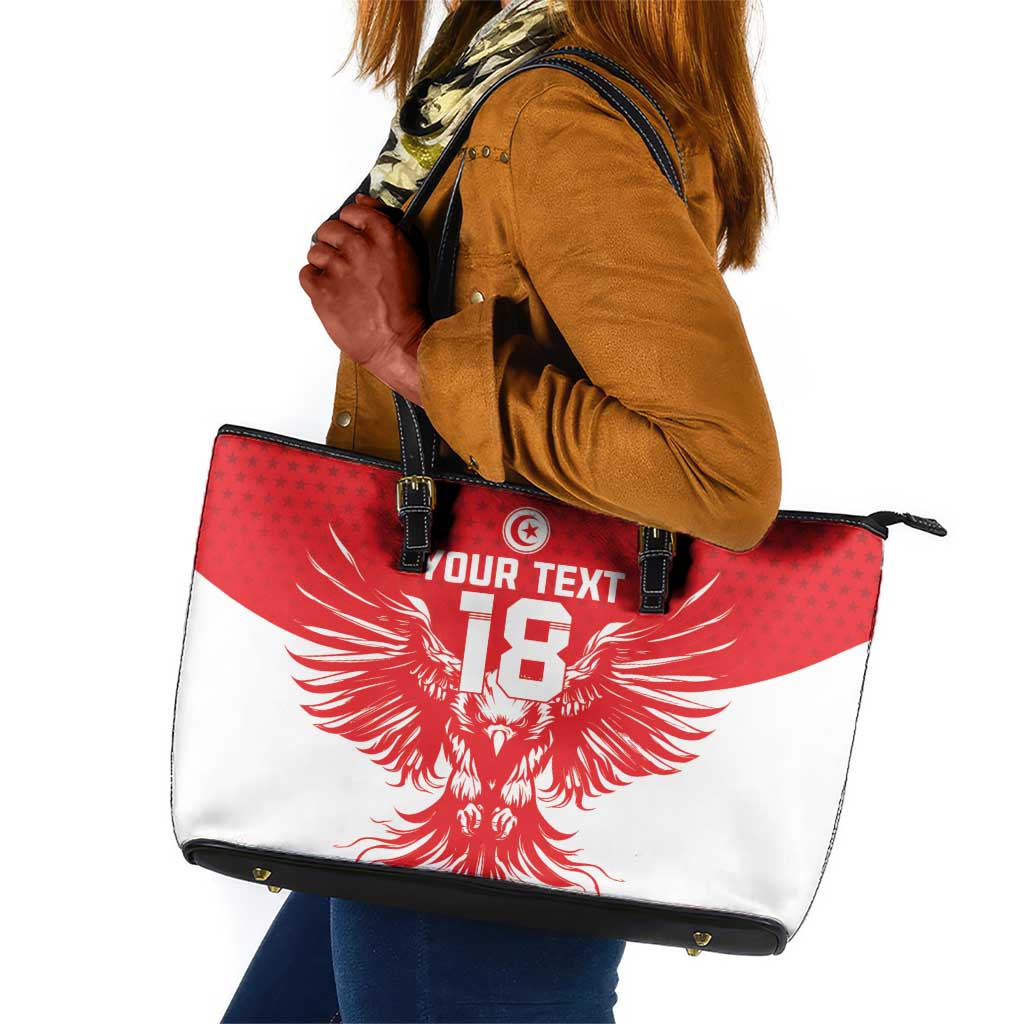 Custom Tunisia Football Leather Tote Bag Eagles of Carthage Spirit - African Pride