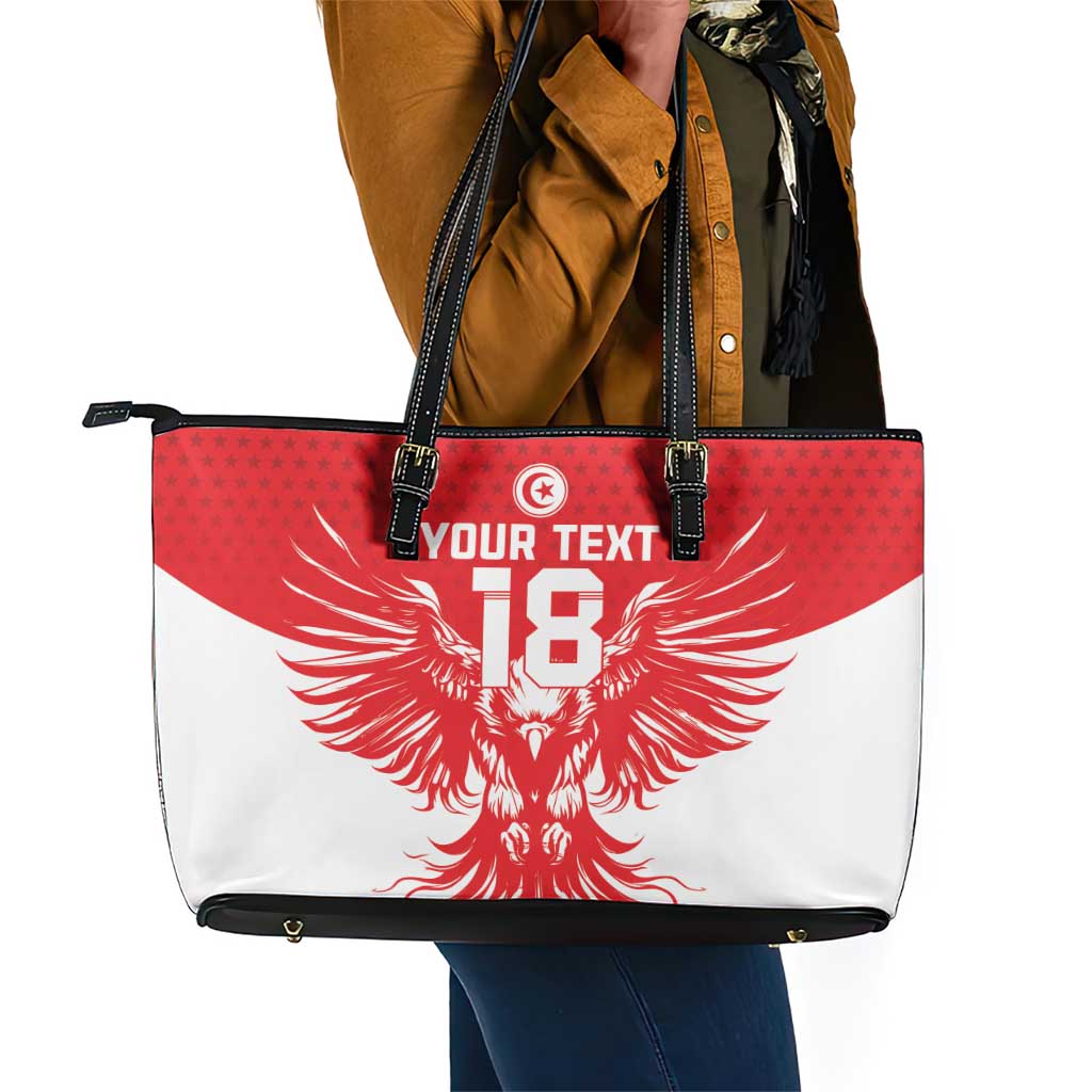 Custom Tunisia Football Leather Tote Bag Eagles of Carthage Spirit - African Pride