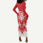 Custom Tunisia Football Long Sleeve Bodycon Dress Eagles of Carthage Spirit - African Pride