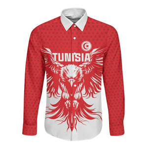 Custom Tunisia Football Long Sleeve Button Shirt Eagles of Carthage Spirit - African Pride