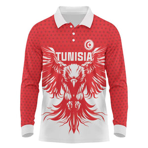 Custom Tunisia Football Long Sleeve Polo Shirt Eagles of Carthage Spirit - African Pride