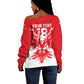 Custom Tunisia Football Off Shoulder Sweater Eagles of Carthage Spirit - African Pride