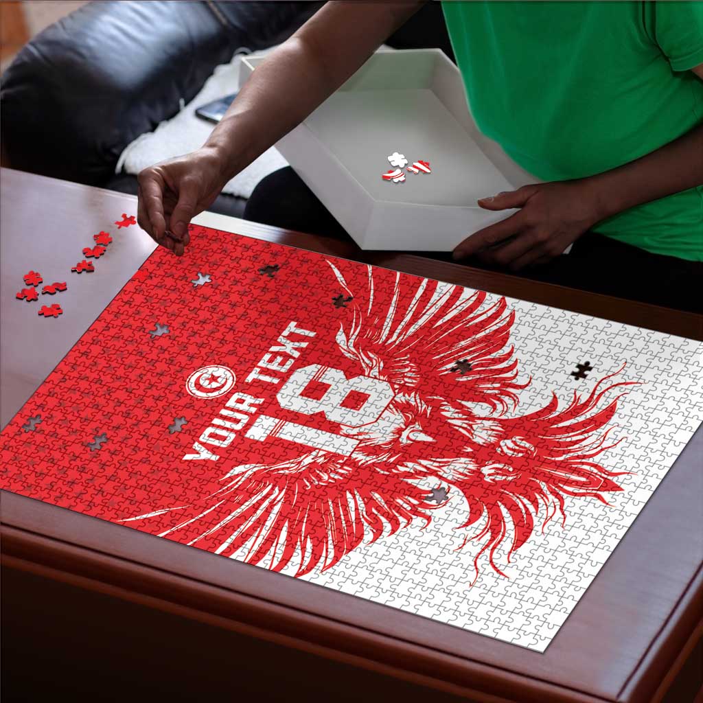 Custom Tunisia Football Puzzle Eagles of Carthage Spirit - African Pride