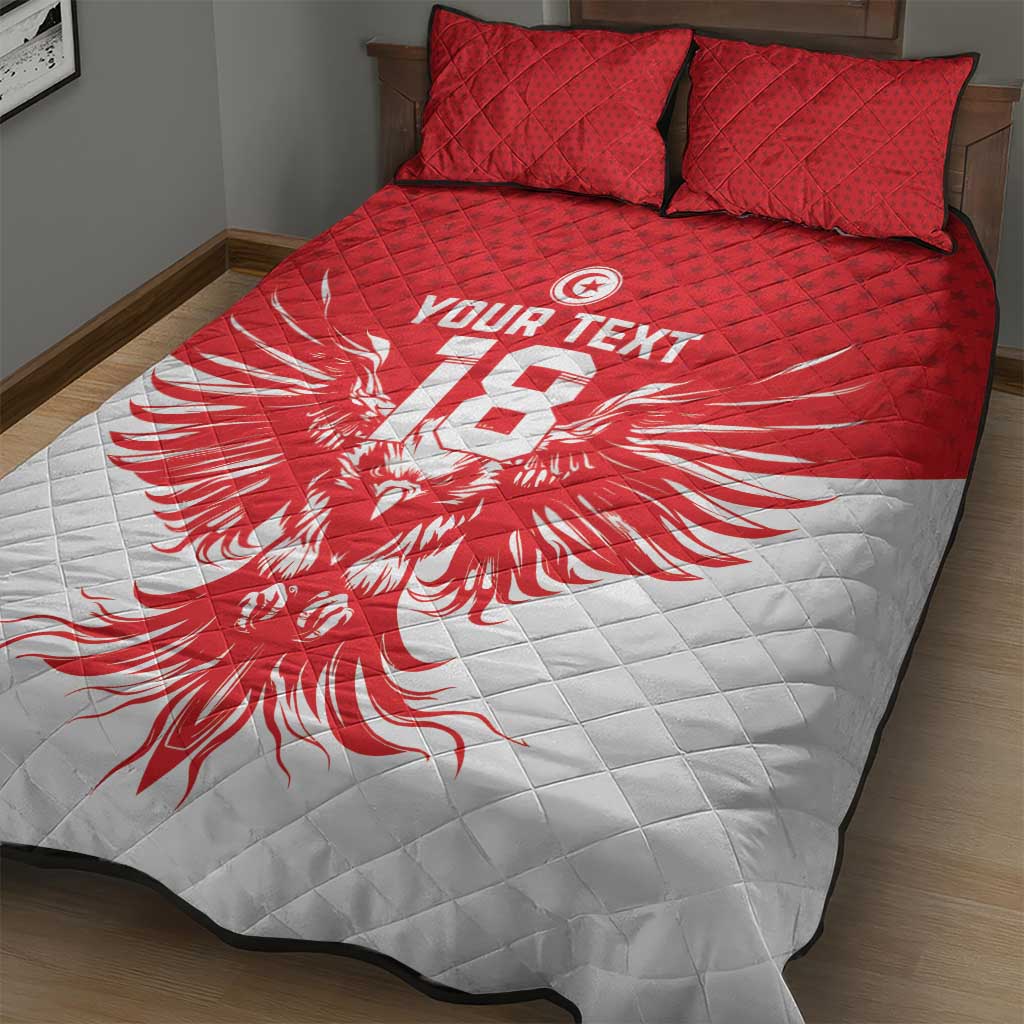 Custom Tunisia Football Quilt Bed Set Eagles of Carthage Spirit - African Pride