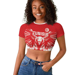 Custom Tunisia Football Raglan Cropped T shirt Eagles of Carthage Spirit - African Pride