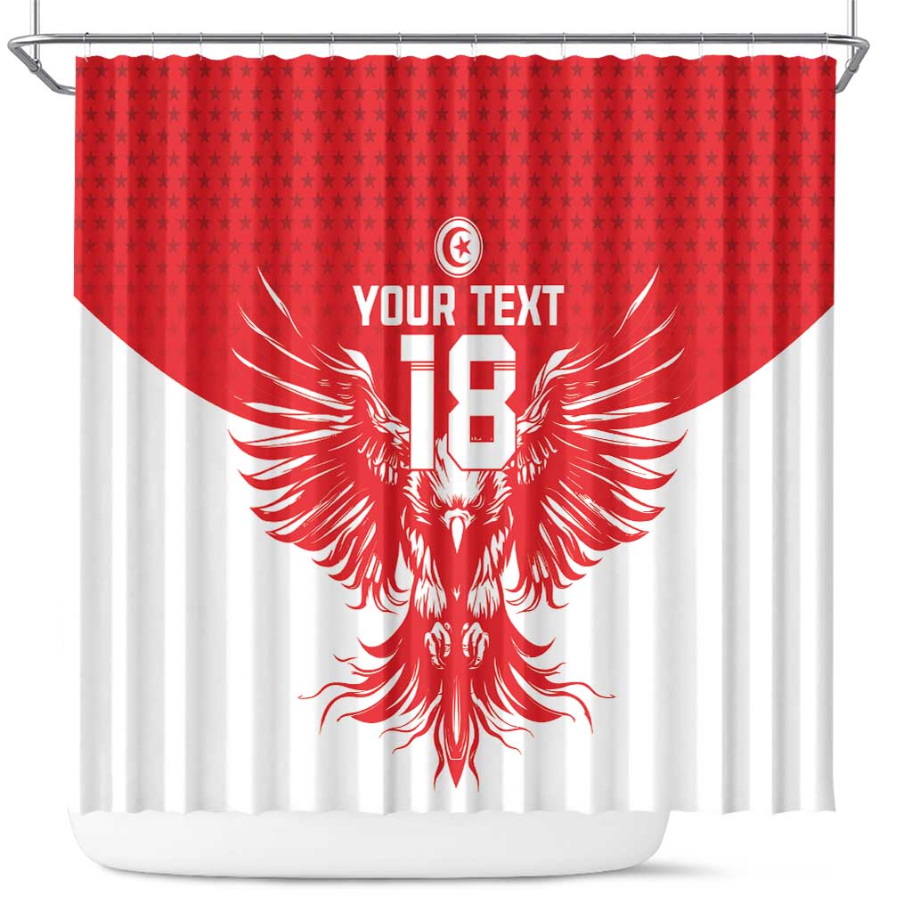Custom Tunisia Football Shower Curtain Eagles of Carthage Spirit - African Pride