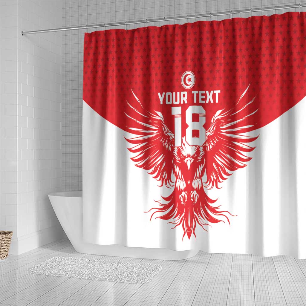 Custom Tunisia Football Shower Curtain Eagles of Carthage Spirit - African Pride