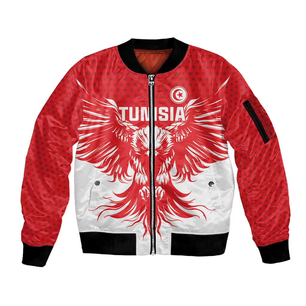 Custom Tunisia Football Sleeve Zip Bomber Jacket Eagles of Carthage Spirit - African Pride
