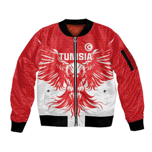 Custom Tunisia Football Sleeve Zip Bomber Jacket Eagles of Carthage Spirit - African Pride