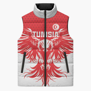 Custom Tunisia Football Sleeveless Puffer Jacket Eagles of Carthage Spirit - African Pride