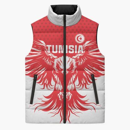 Custom Tunisia Football Sleeveless Puffer Jacket Eagles of Carthage Spirit - African Pride