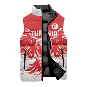 Custom Tunisia Football Sleeveless Puffer Jacket Eagles of Carthage Spirit - African Pride