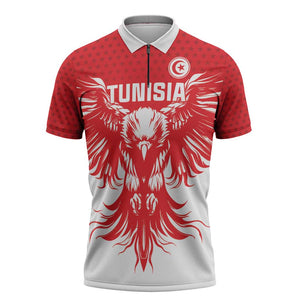 Custom Tunisia Football Zipper Polo Shirt Eagles of Carthage Spirit - African Pride