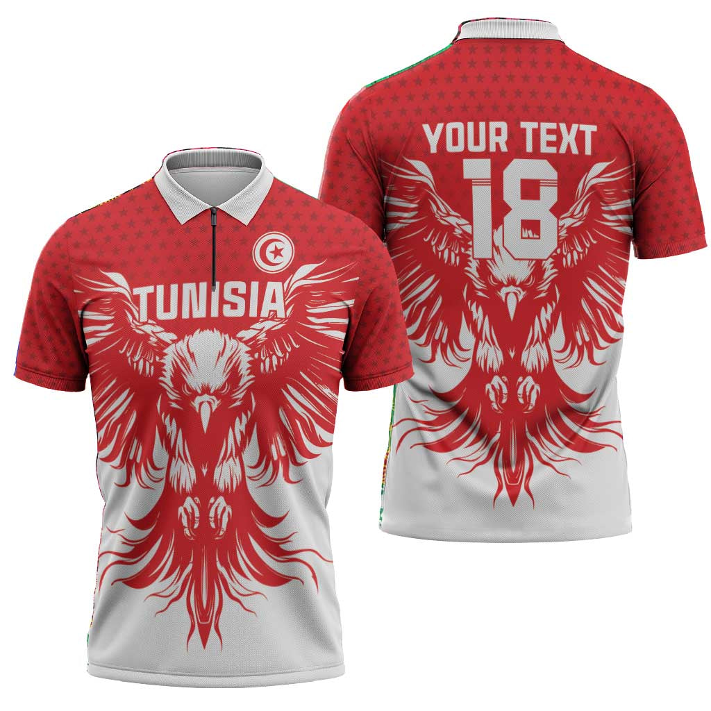 Custom Tunisia Football Zipper Polo Shirt Eagles of Carthage Spirit - African Pride