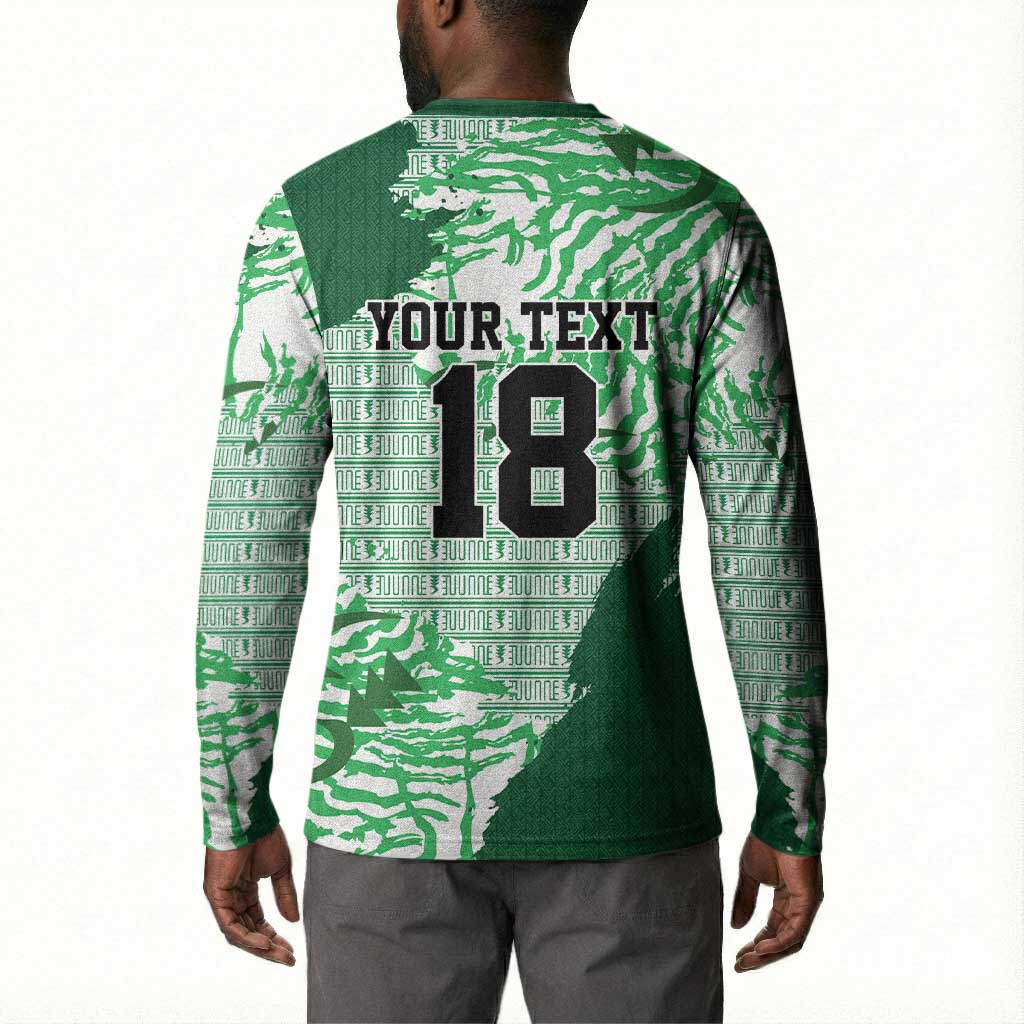 Custom Nigeria Fooball Button Sweatshirt Super Eagles National Pride
