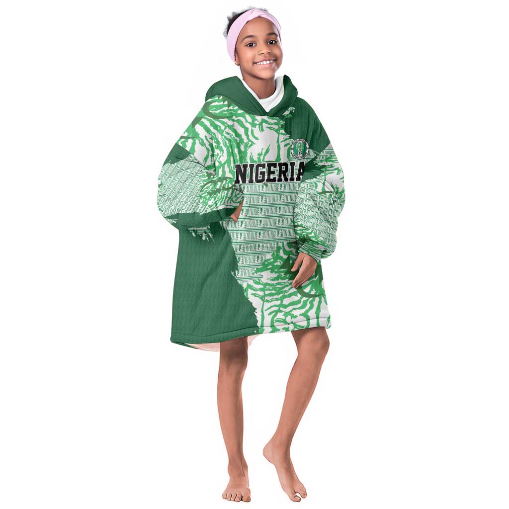 Custom Nigeria Fooball Kid Wearable Blanket Hoodie Super Eagles National Pride