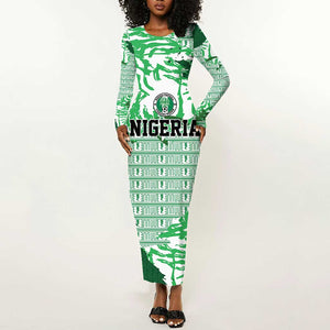 Custom Nigeria Fooball Long Sleeve Bodycon Dress Super Eagles National Pride