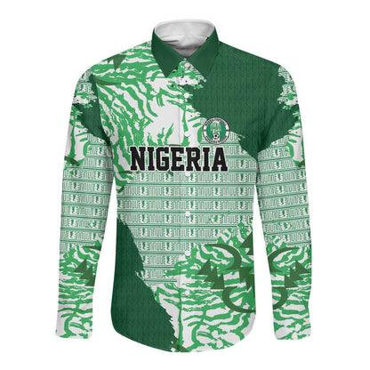 Custom Nigeria Fooball Long Sleeve Button Shirt Super Eagles National Pride