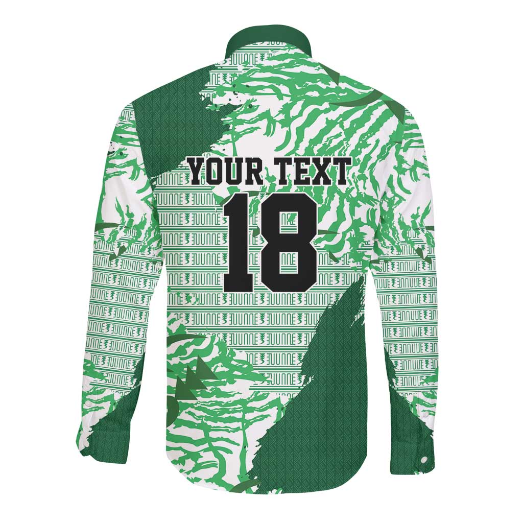 Custom Nigeria Fooball Long Sleeve Button Shirt Super Eagles National Pride