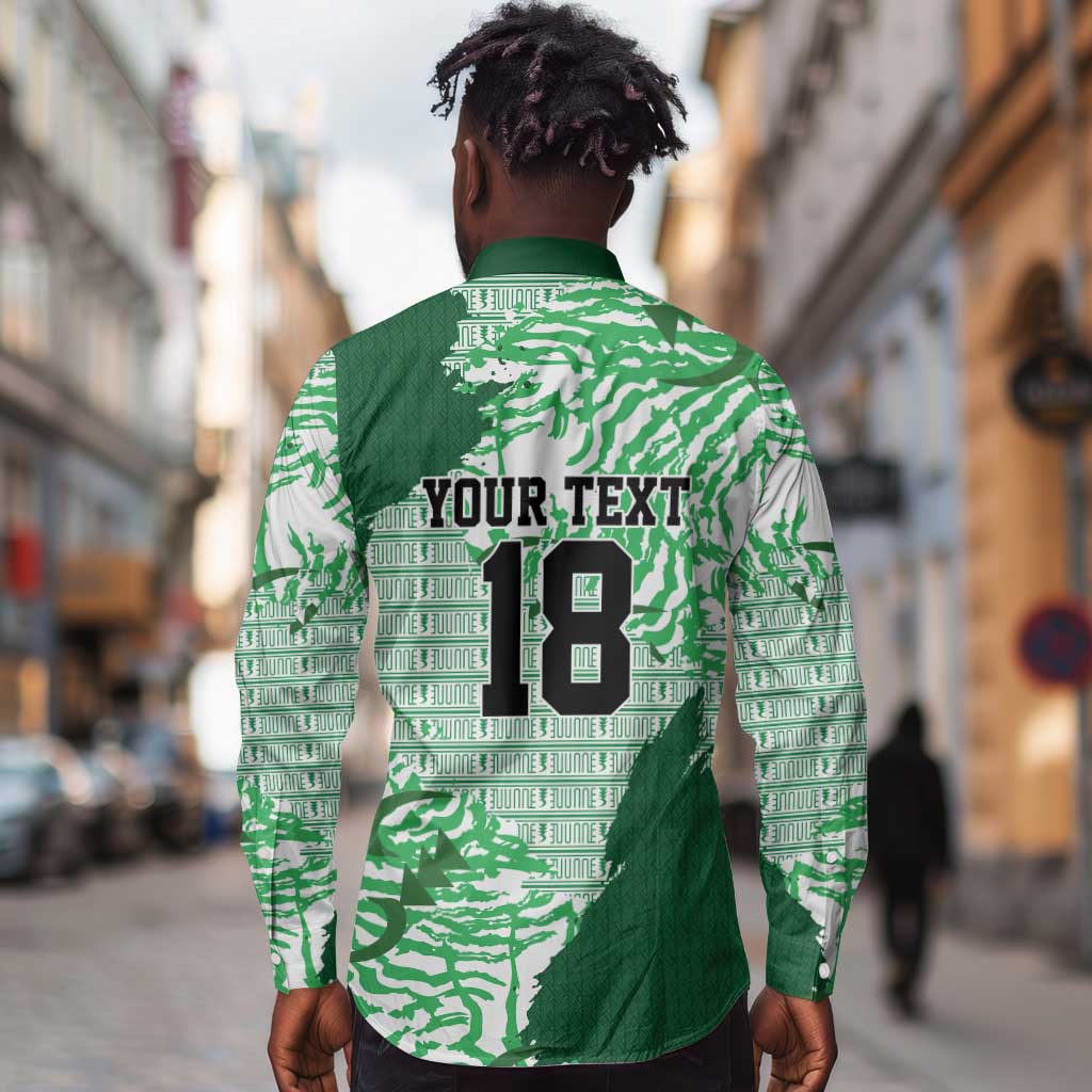Custom Nigeria Fooball Long Sleeve Button Shirt Super Eagles National Pride